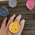 Handpainted teardrop adjustable ring
