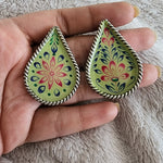 Handpainted silver alike stud earrings