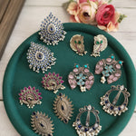Lisa large stud silver alike earrings collection