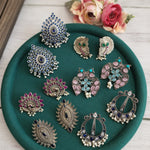 Lisa large stud silver alike earrings collection