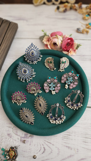 Lisa large stud silver alike earrings collection