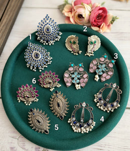 Lisa large stud silver alike earrings collection