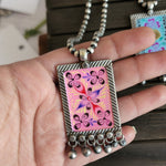 Handpainted silver alike pendant necklace