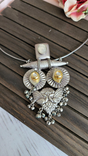 Akanksha fusion contemporary Silver Alike Necklace
