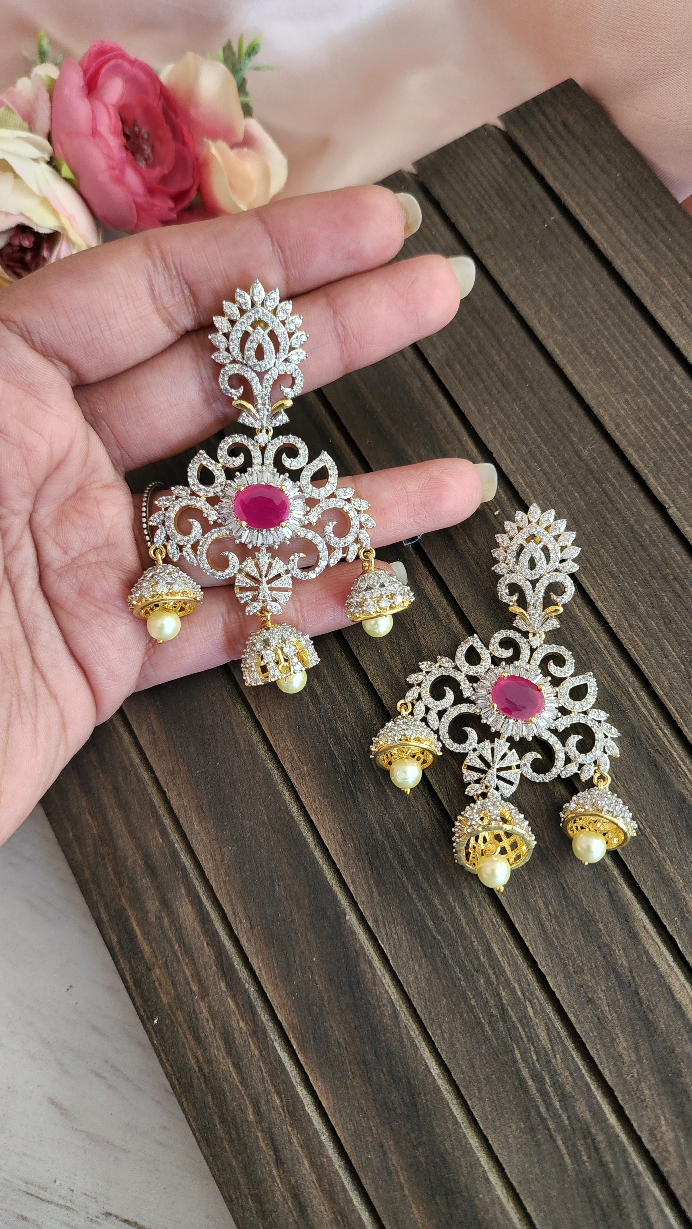 Brinda AD 2 cz diamond replica earrings