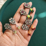Small flower cz stone earrings