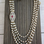 Gold plated Cz pearl layer necklace set