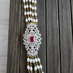 Gold plated Cz pearl layer necklace set