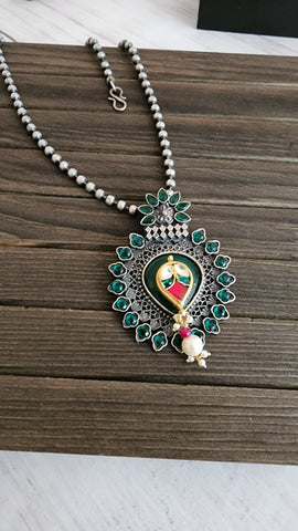 Asma silver alike fusion pendant necklace