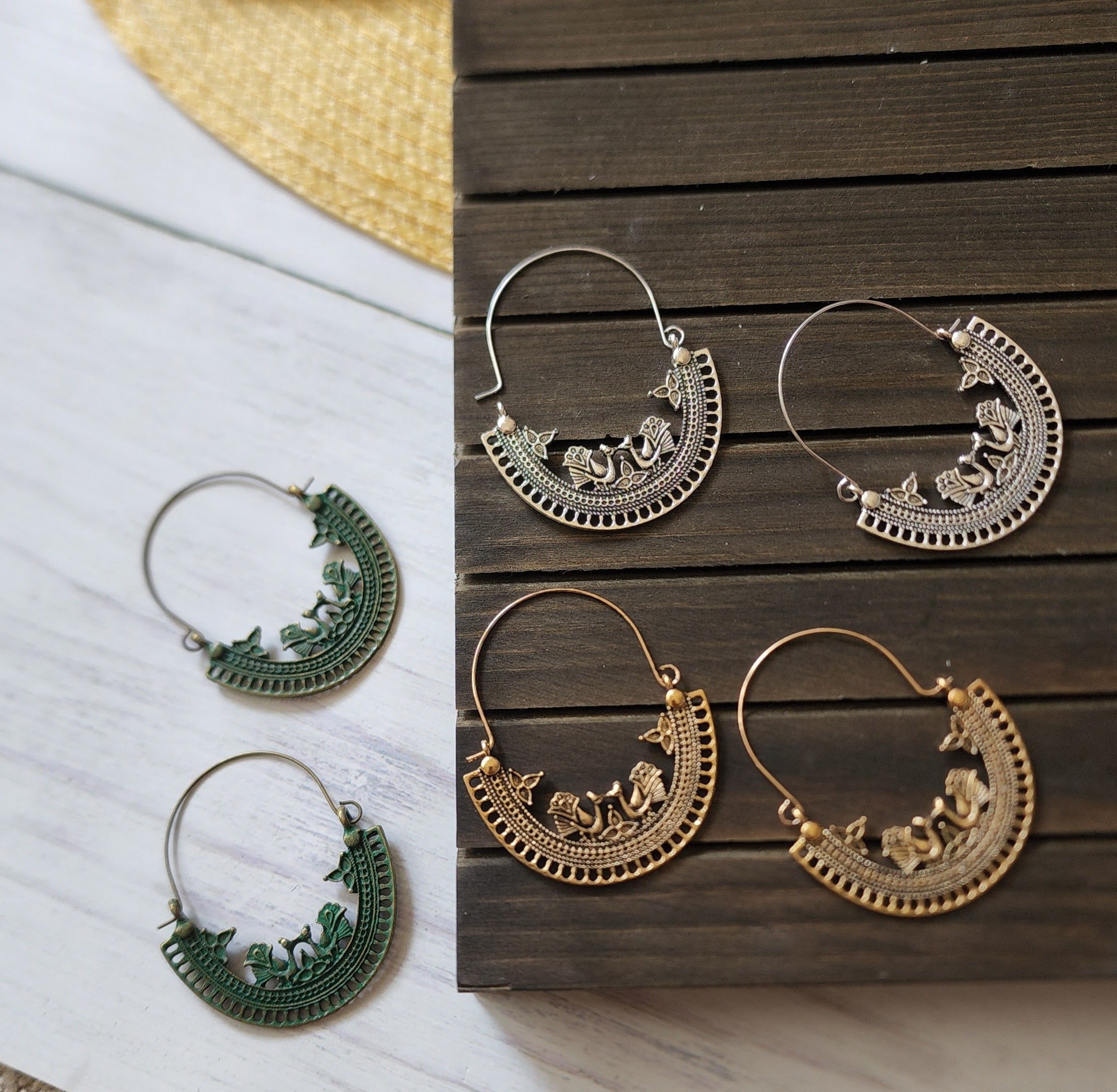 Peacock Hoop earrings