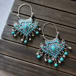 Turquoise Bohemian Afghani ethnic earrings