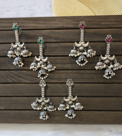 Mythili silver alike jhumka earrings