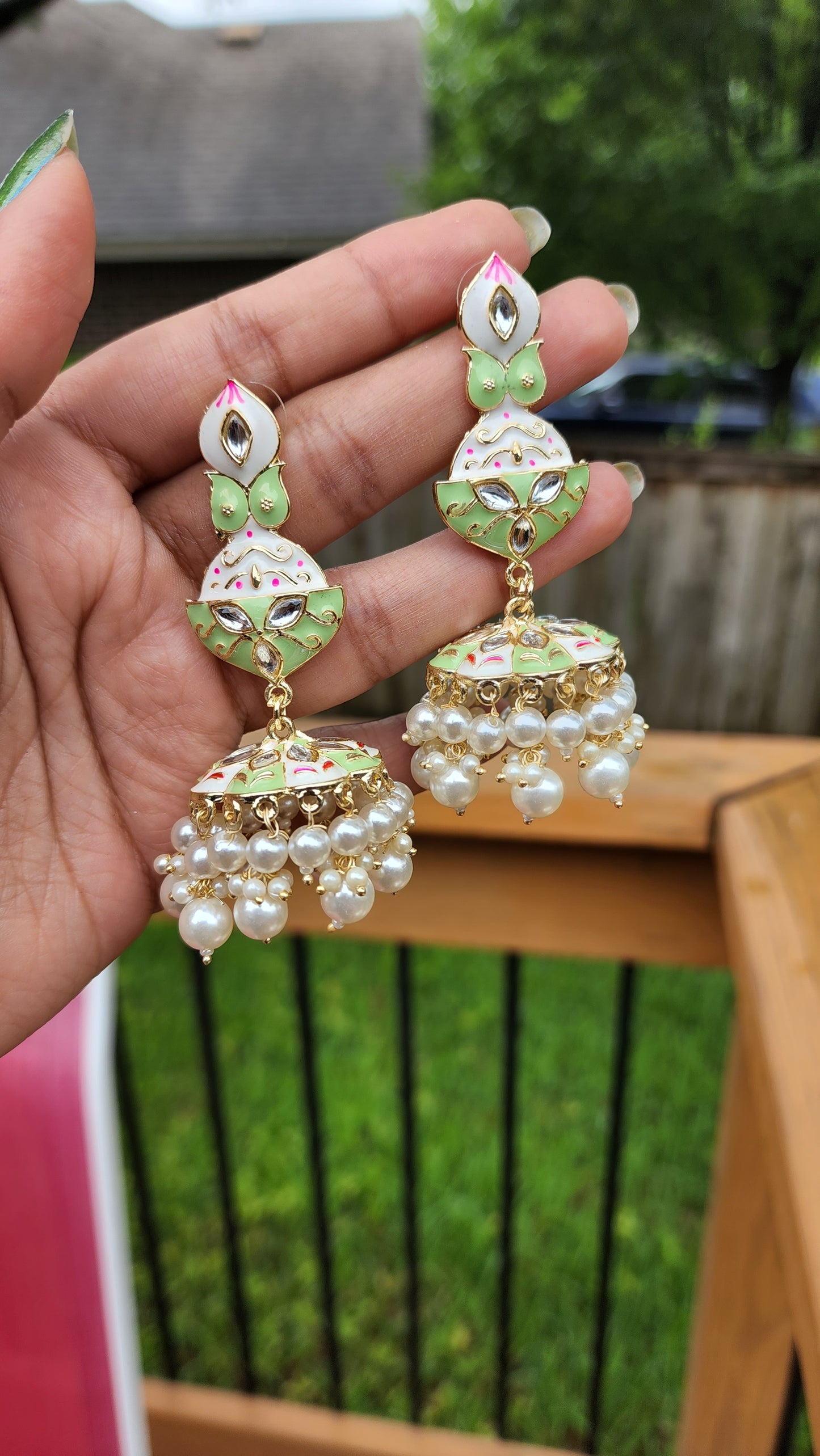 Meenakari handpainted jhumka earrings