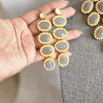 Grey Beaded statement necklace set