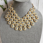 Grey Beaded statement necklace set