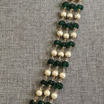 Green Beaded goldplated statement necklace
