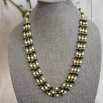 Green Beaded goldplated statement necklace