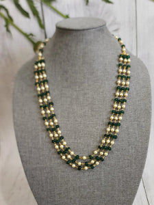 Green Beaded goldplated statement necklace