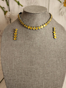 Simple indowestern Silver alike necklace set