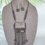 Statement black metal Oxidized necklace set