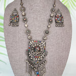 Statement black metal Oxidized necklace set