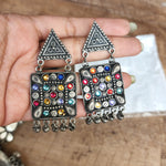 Statement black metal Oxidized necklace set