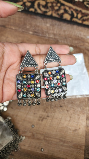 Statement black metal Oxidized necklace set