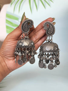 Black metal jhumkas earrings