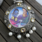 Krishna Handpainted fusion pendant necklace set