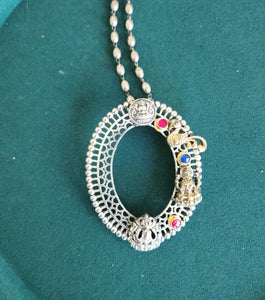 Durga Silver alike necklace set heavy set neckline necklace
