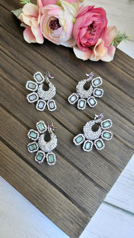 CZ peacock stud earrings