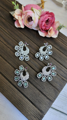 CZ peacock stud earrings