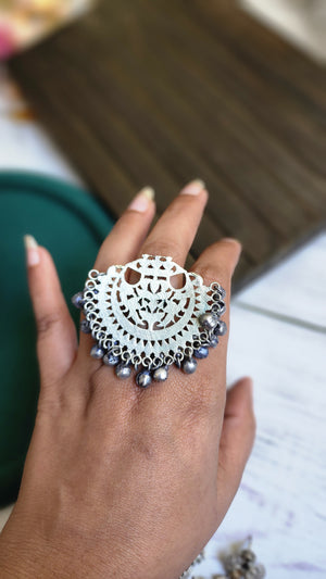 Anthara silver alike adjustable ring