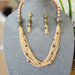 Beaded handmade silver alike necklace set