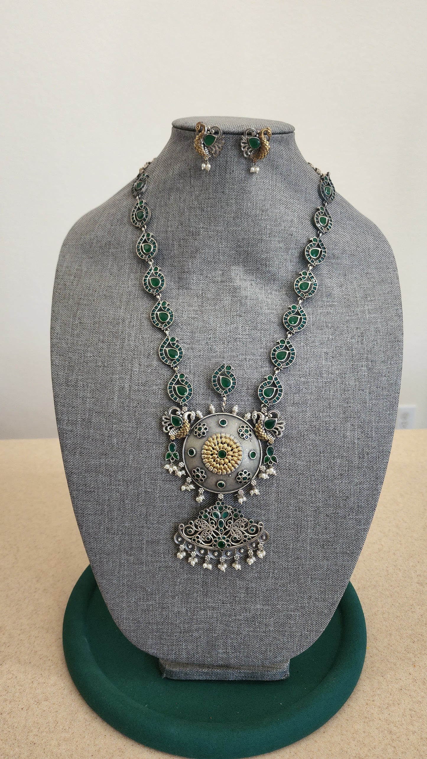 Anuhya fusion handmade Silver Alike Necklace set