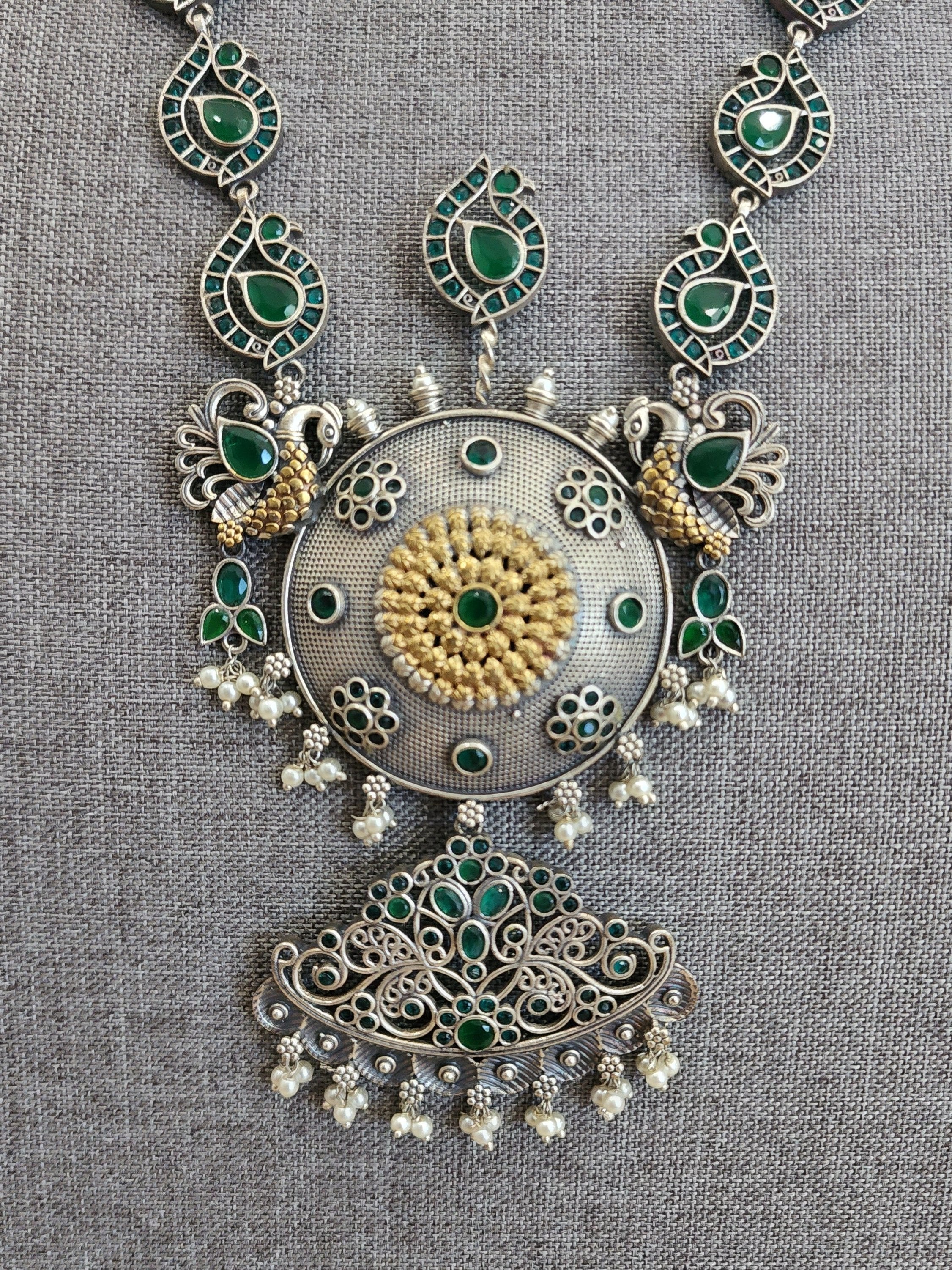 Anuhya fusion handmade Silver Alike Necklace set