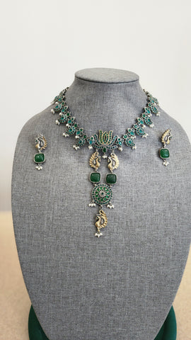 Anuhya fusion handmade Silver Alike Necklace set