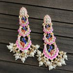 Meenakari handpainted chandbali earrings
