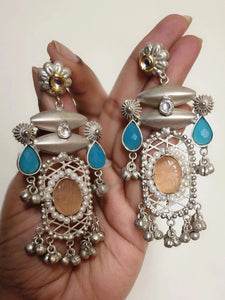 925 silver polish fusion jhumka earrings