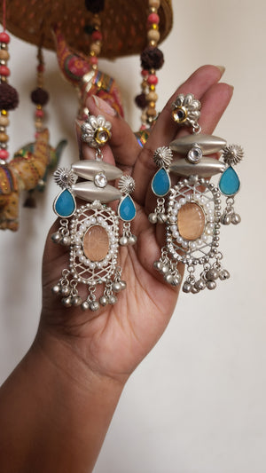 925 silver polish fusion jhumka earrings