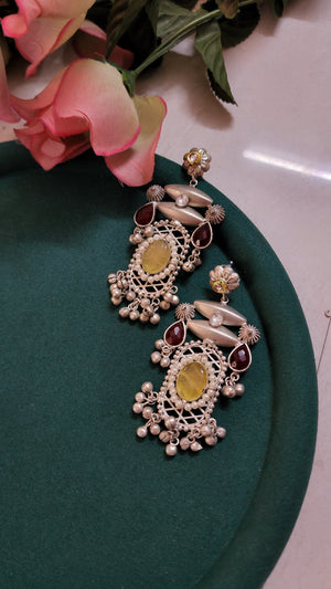 925 silver polish fusion jhumka earrings