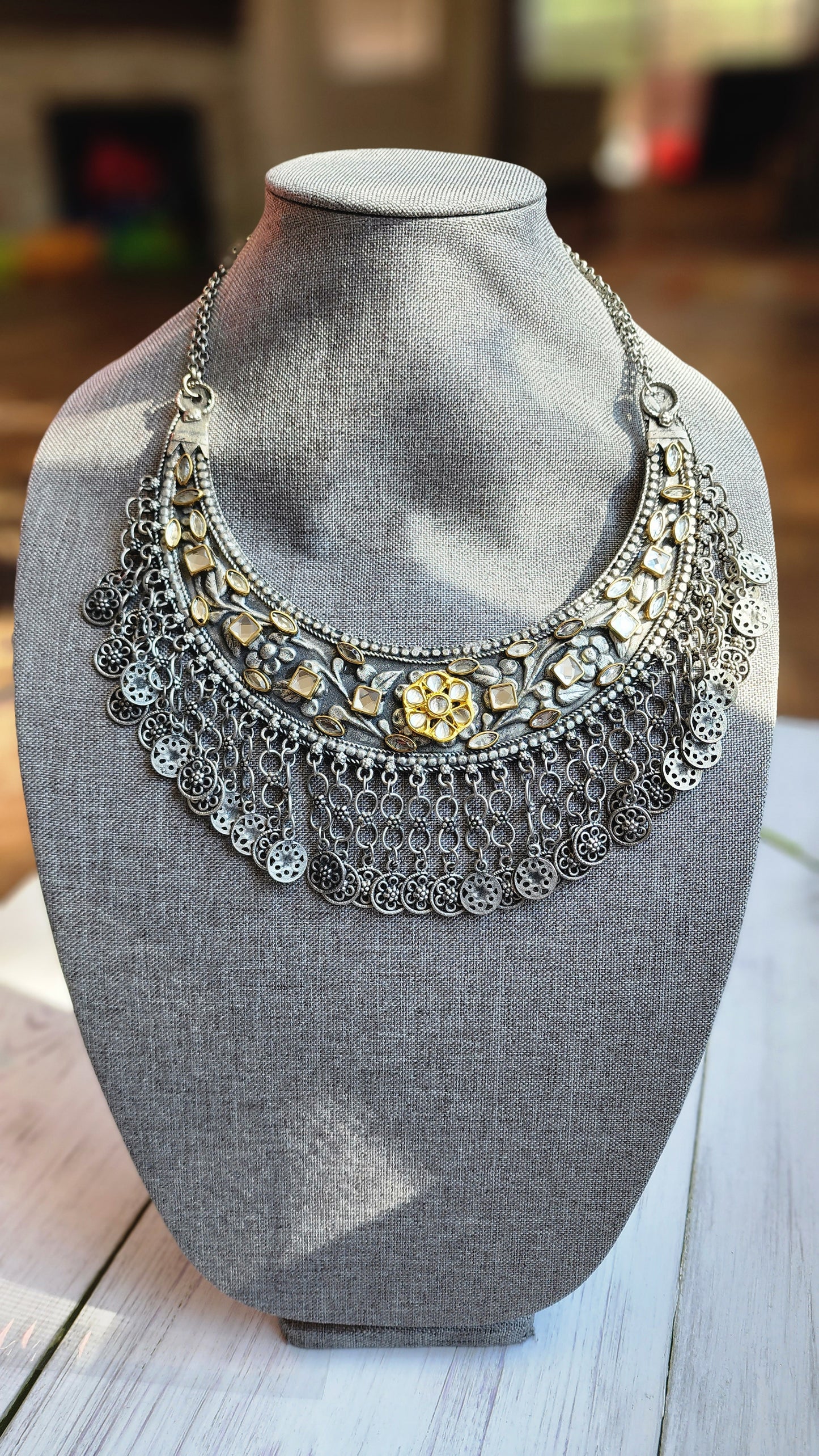 Statement black metal hasli Oxidized necklace