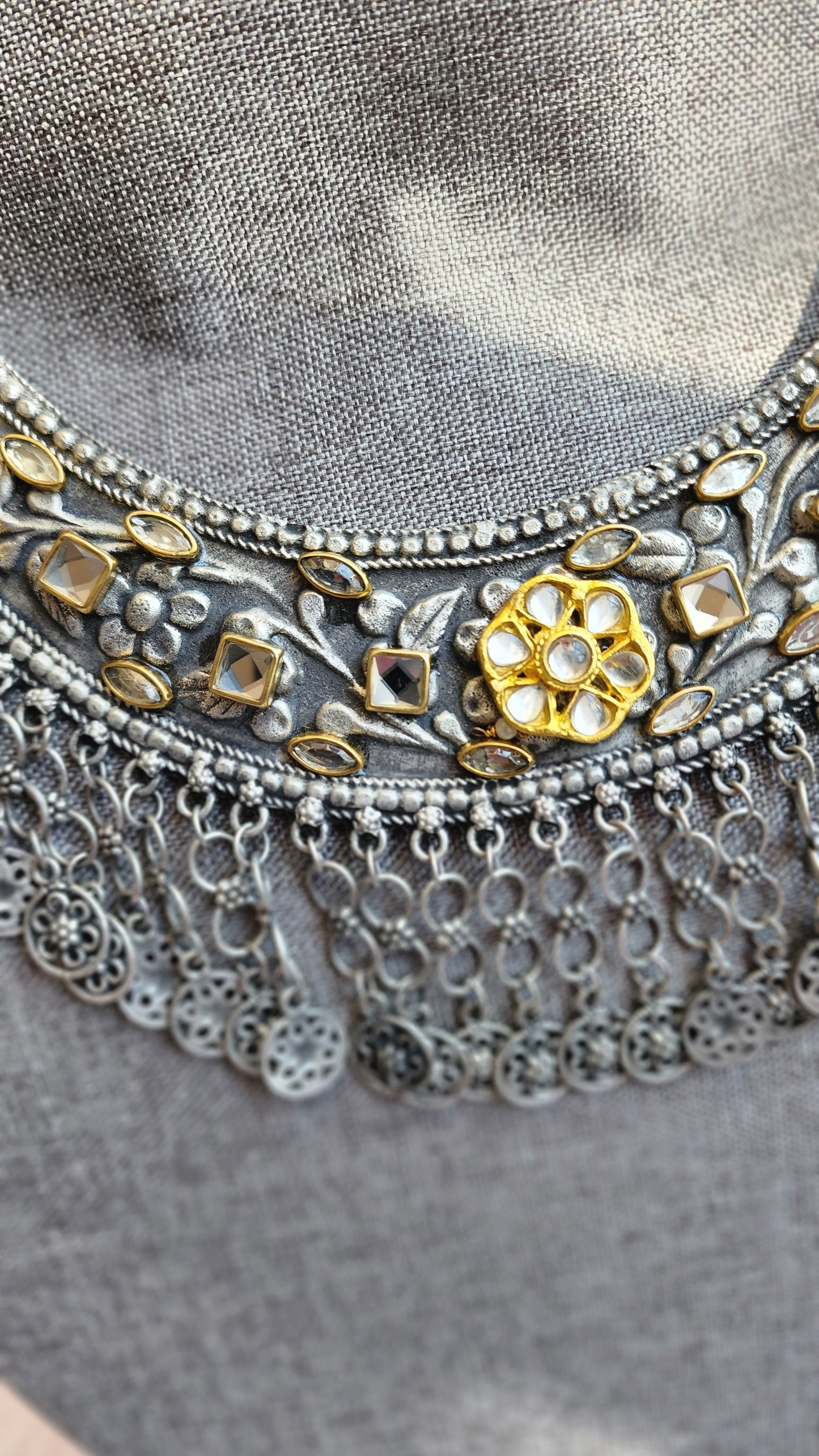 Statement black metal hasli Oxidized necklace