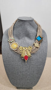 Statement black metal Oxidized necklace