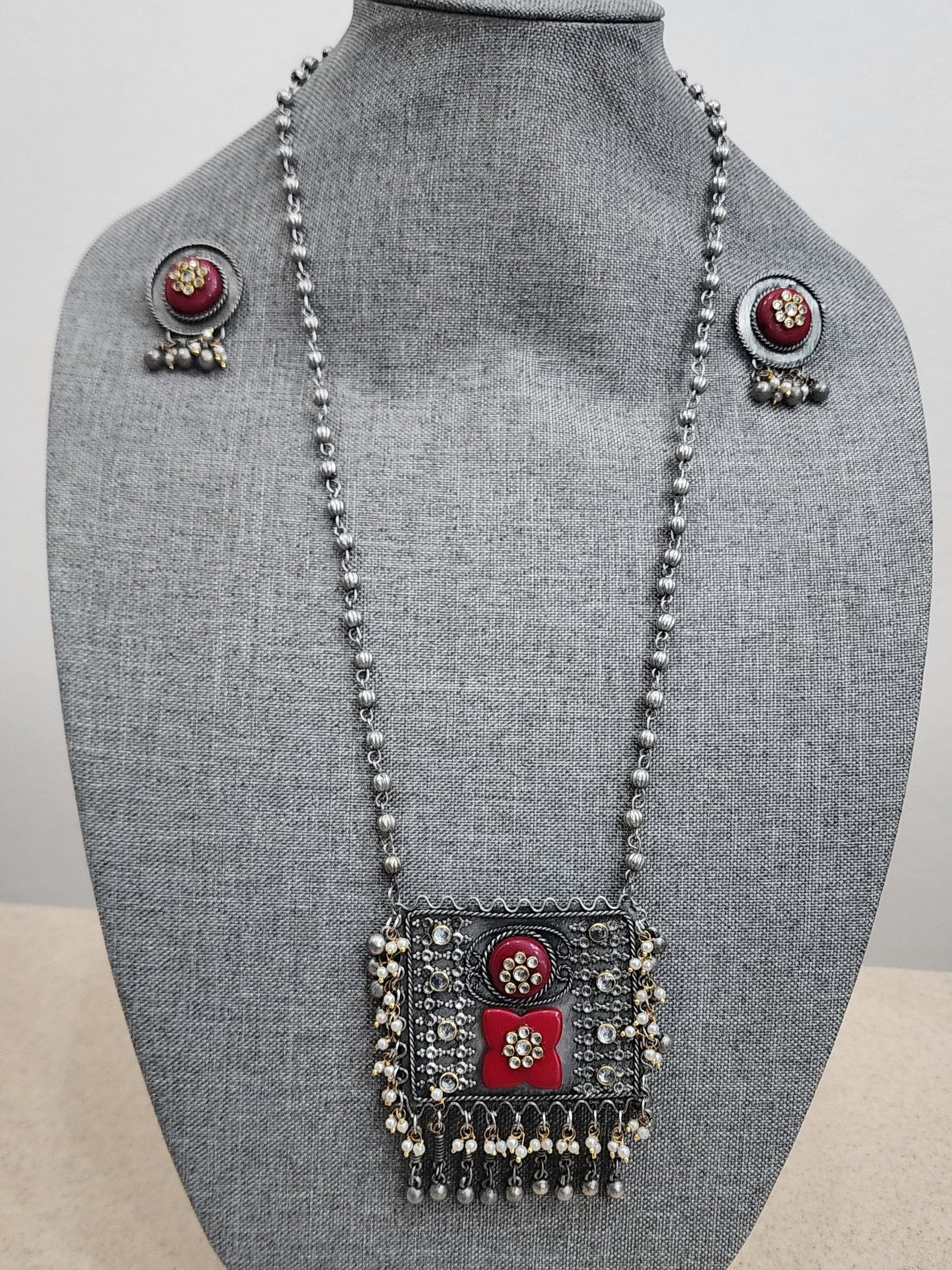 Statement black metal Oxidized necklace