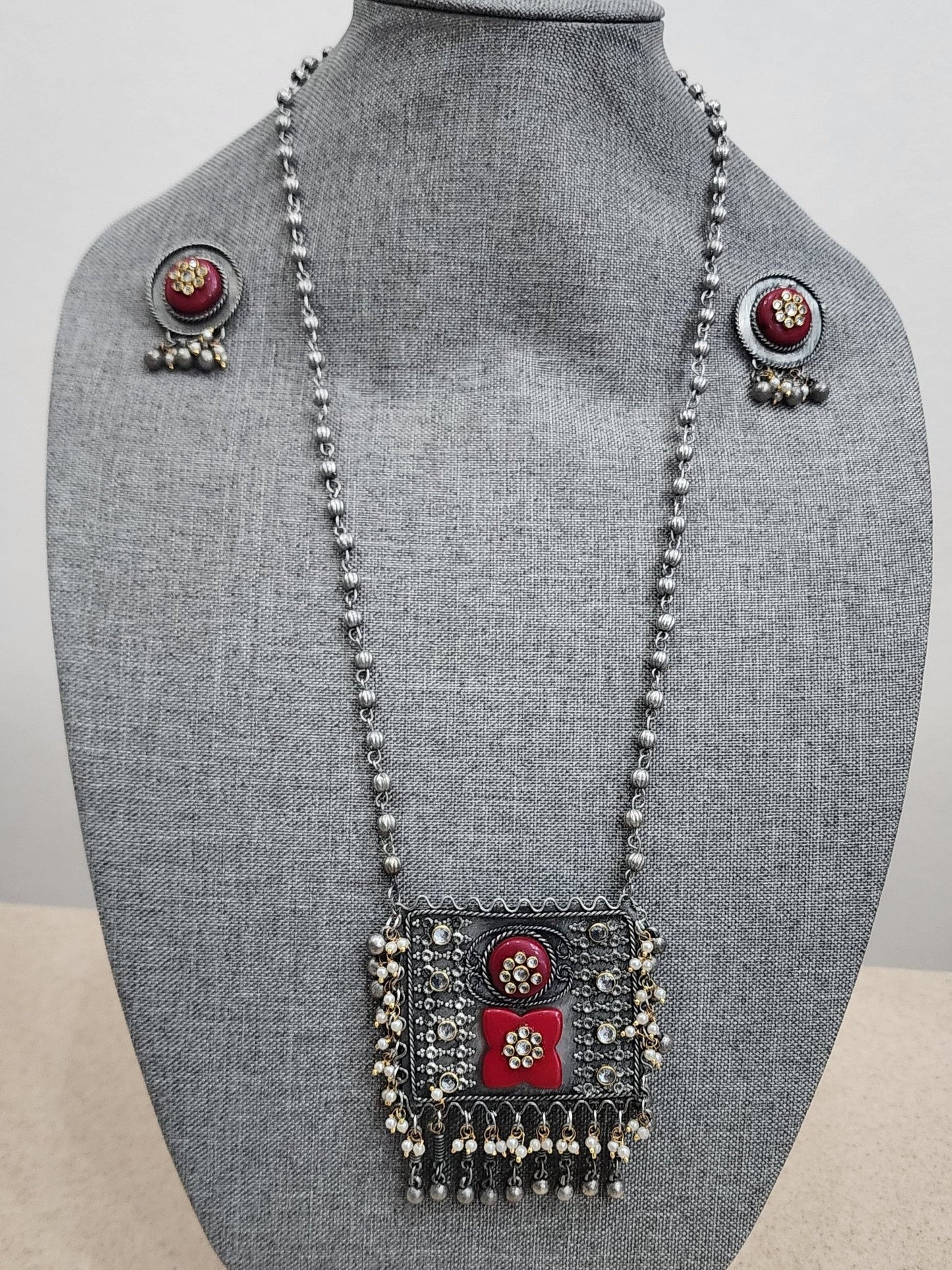 Statement black metal Oxidized necklace