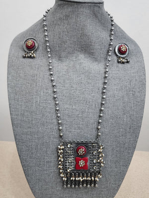 Statement black metal Oxidized necklace