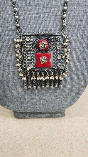 Statement black metal Oxidized necklace