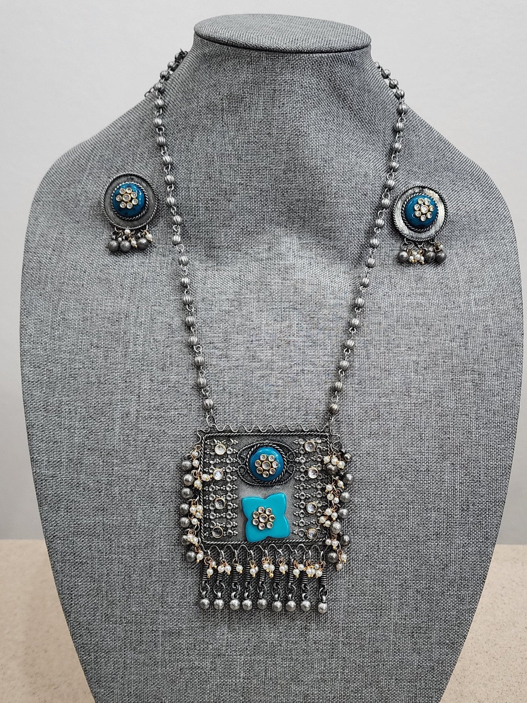 Statement black metal Oxidized necklace