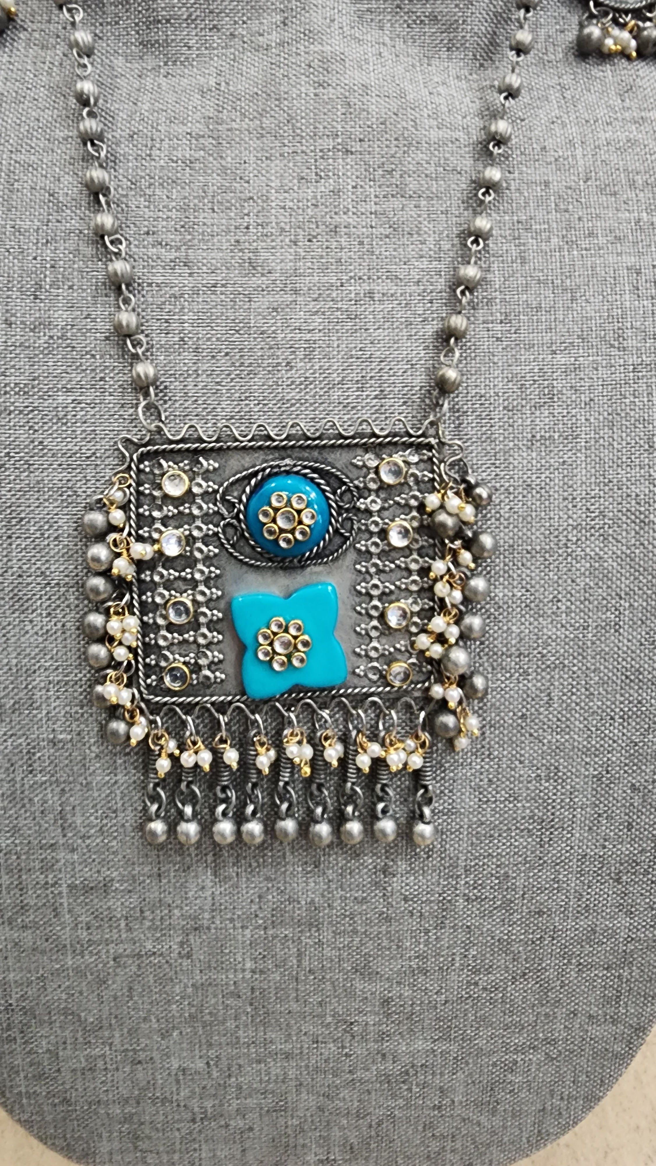 Statement black metal Oxidized necklace